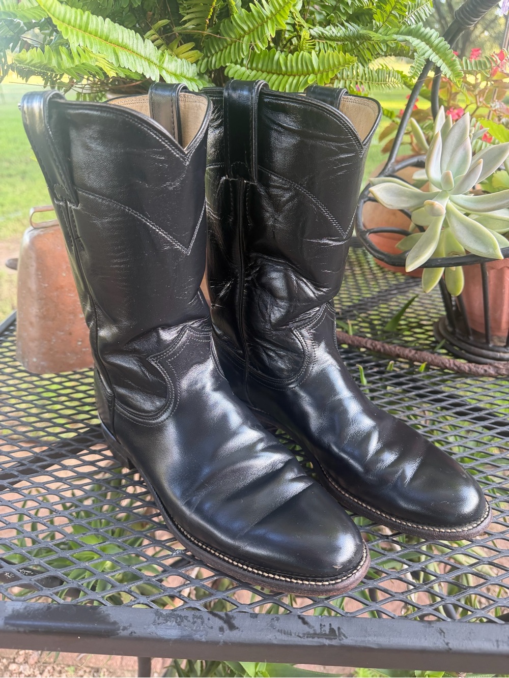 90’s Vintage Justin Boots Black Leather Western Ankle Booties